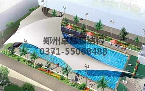 卓越為某游泳池設計的飛燕造型的膜結(jié)構遮陽棚