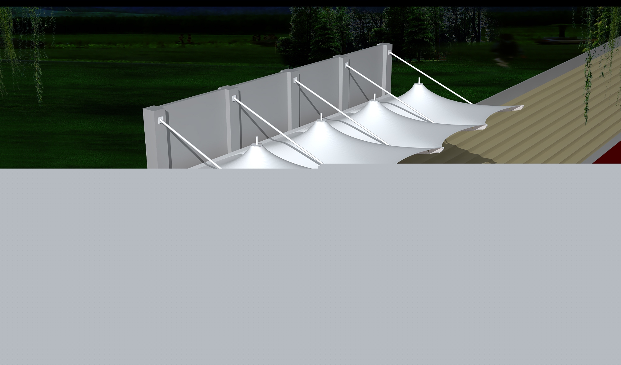 翼城體育公園膜結構【看臺雨棚】門球場案例