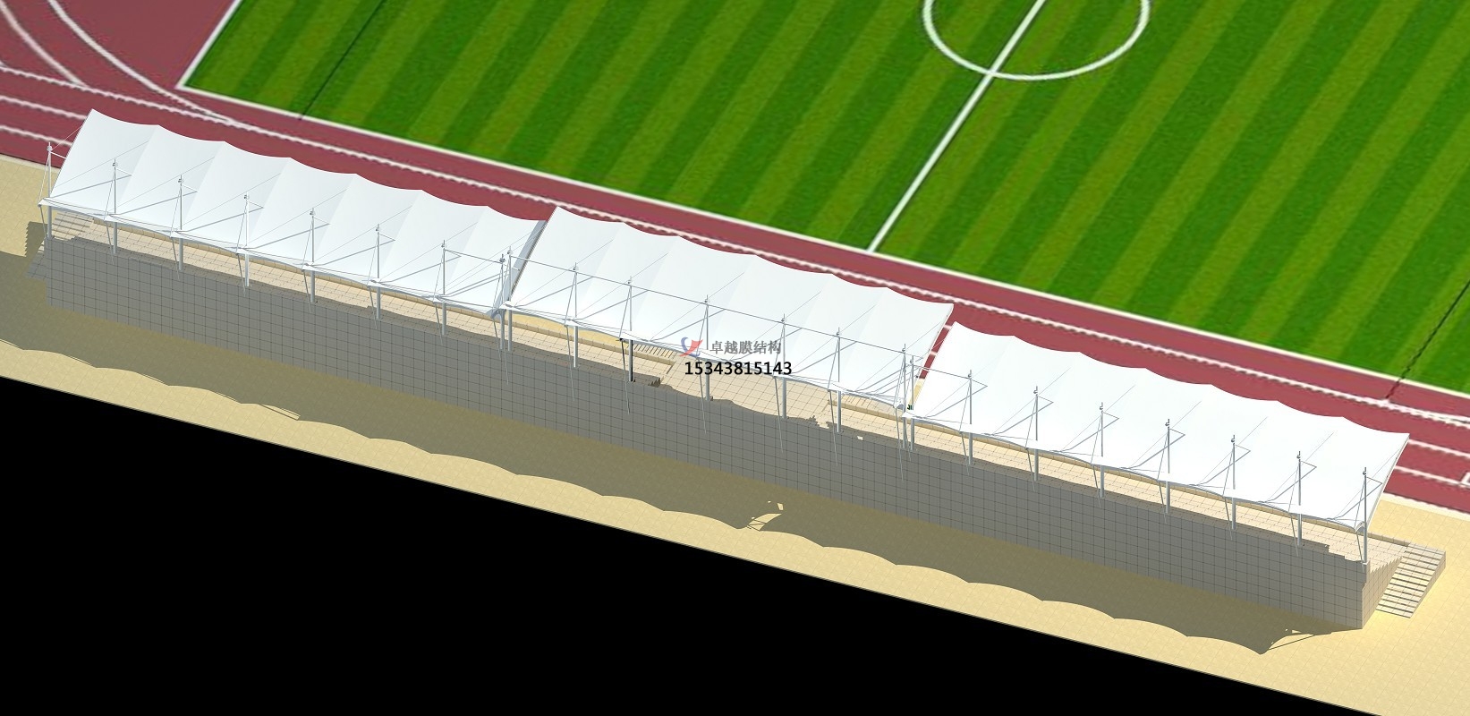 長沙寧鄉(xiāng)體育公園膜結構【看臺雨棚】門球場案例